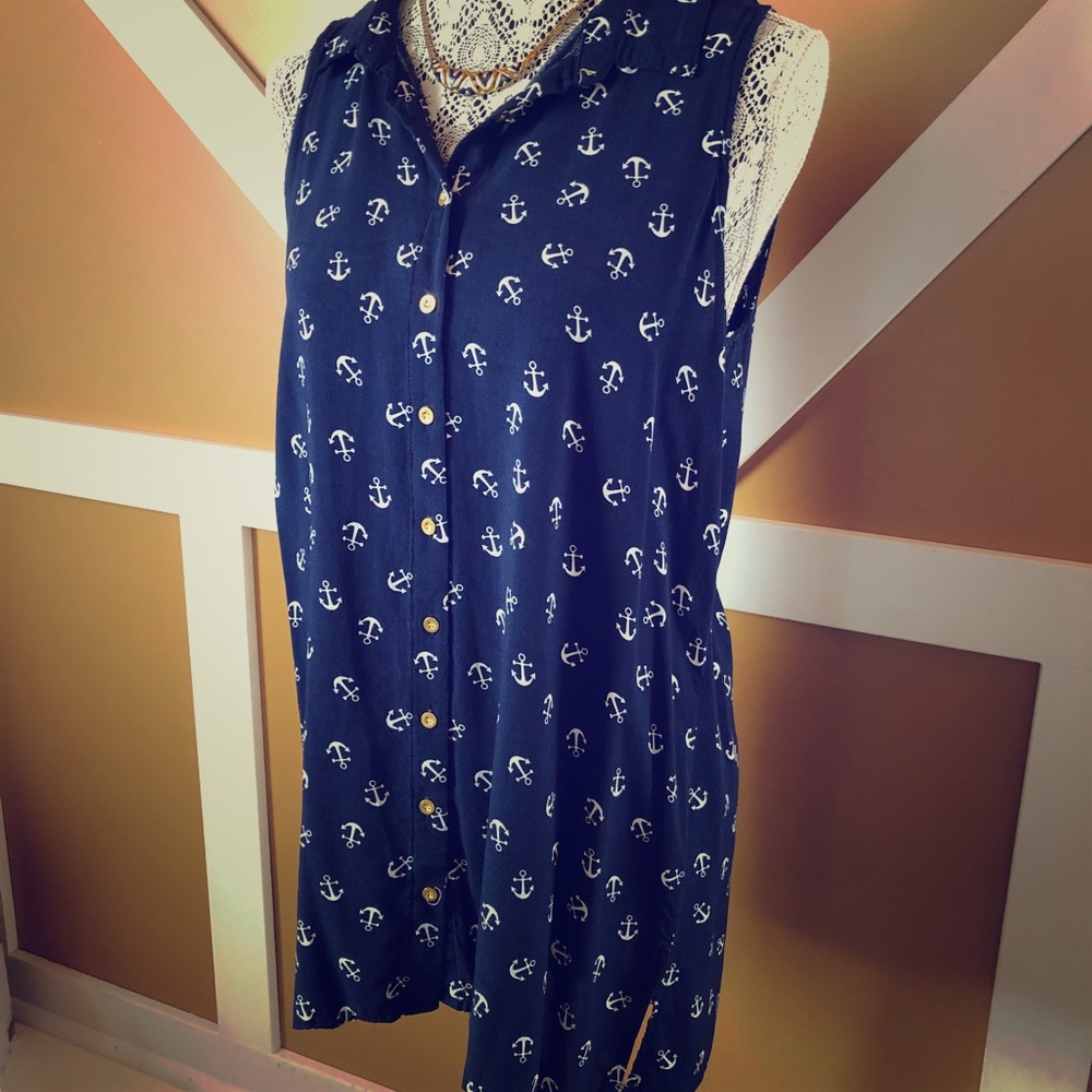 Rue 21 Nautical Boat Style Shirt Sleeveless